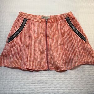 BCBGeneration Coral Striped Mini Skirt with Black Trim